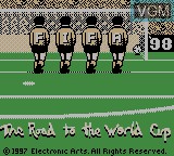 Title screen of the game FIFA - Road to World Cup 98 on Nintendo Game Boy
