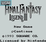 Title screen of the game Final Fantasy Legend III on Nintendo Game Boy