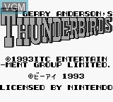 Title screen of the game Thunderbirds on Nintendo Game Boy