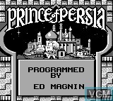Title screen of the game Prince of Persia on Nintendo Game Boy