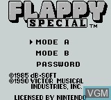Title screen of the game Flappy Special on Nintendo Game Boy
