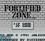 Title screen of the game Fortified Zone on Nintendo Game Boy