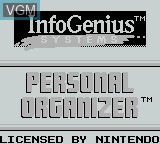 Title screen of the game InfoGenius Productivity Pak - Personal Organizer and Phone Book on Nintendo Game Boy