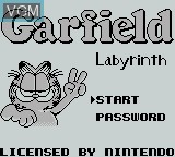 Title screen of the game Garfield Labyrinth on Nintendo Game Boy