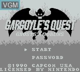 Title screen of the game Gargoyle's Quest on Nintendo Game Boy