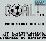 Title screen of the game Goal! on Nintendo Game Boy
