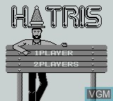 Title screen of the game Hatris on Nintendo Game Boy