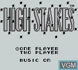 Title screen of the game High Stakes Gambling on Nintendo Game Boy