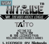 Title screen of the game Hit the Ice on Nintendo Game Boy