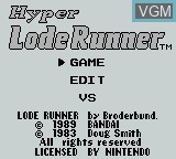 Title screen of the game Hyper Lode Runner on Nintendo Game Boy