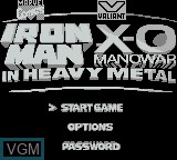Title screen of the game Iron Man / X-O Manowar in Heavy Metal on Nintendo Game Boy