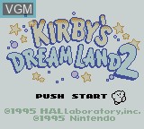 Title screen of the game Kirby's Dream Land 2 on Nintendo Game Boy