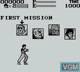 Menu screen of the game Kung Fu Master on Nintendo Game Boy