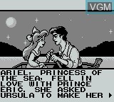 Menu screen of the game Little Mermaid, The on Nintendo Game Boy
