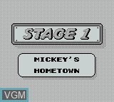 Menu screen of the game Mickey's Dangerous Chase on Nintendo Game Boy