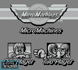 Menu screen of the game Micro Machines on Nintendo Game Boy