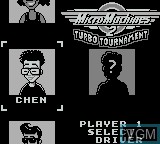 Menu screen of the game Micro Machines 2 - Turbo Tournament on Nintendo Game Boy