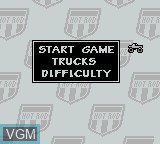 Menu screen of the game Monster Truck Wars on Nintendo Game Boy