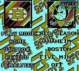 Menu screen of the game NHL Hockey '95 on Nintendo Game Boy