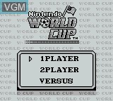 Menu screen of the game Nintendo World Cup on Nintendo Game Boy