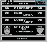 Menu screen of the game Radar Mission on Nintendo Game Boy