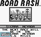 Menu screen of the game Road Rash on Nintendo Game Boy