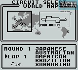 Menu screen of the game Nakajima Satoru Kanshuu F-1 Hero GB - World Championship '91 on Nintendo Game Boy