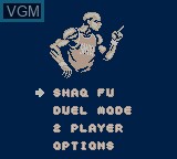 Menu screen of the game Shaq-Fu on Nintendo Game Boy