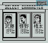 Menu screen of the game Shin Nippon Pro Wrestling - Toukon Sanjushi on Nintendo Game Boy