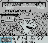 Menu screen of the game Bart Simpson's Escape From Camp Deadly on Nintendo Game Boy