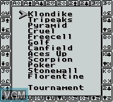 Menu screen of the game Solitaire FunPak on Nintendo Game Boy
