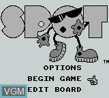 Menu screen of the game Spot - The Video Game on Nintendo Game Boy