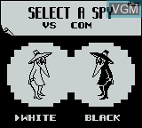 Menu screen of the game Spy vs. Spy on Nintendo Game Boy
