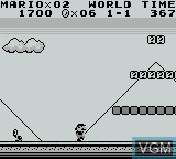 Menu screen of the game Super Mario Land on Nintendo Game Boy