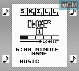 Menu screen of the game Super Scrabble on Nintendo Game Boy