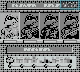 Menu screen of the game Teenage Mutant Ninja Turtles II - Back From the Sewers on Nintendo Game Boy
