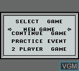 Menu screen of the game Track Meet on Nintendo Game Boy