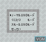Menu screen of the game Uno - Small World on Nintendo Game Boy