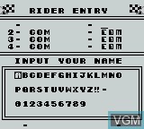 Menu screen of the game Wave Race on Nintendo Game Boy
