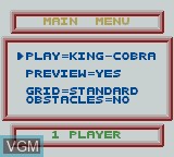Menu screen of the game WildSnake on Nintendo Game Boy