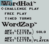 Menu screen of the game Word Zap on Nintendo Game Boy