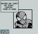 Menu screen of the game Spider-Man 3 - Invasion of the Spider-Slayers on Nintendo Game Boy