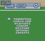 Menu screen of the game World Cup 98 on Nintendo Game Boy