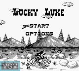 Menu screen of the game Lucky Luke on Nintendo Game Boy