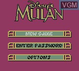 Menu screen of the game Mulan on Nintendo Game Boy