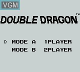 Menu screen of the game Double Dragon on Nintendo Game Boy
