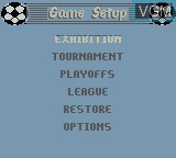 Menu screen of the game FIFA Soccer 97 on Nintendo Game Boy