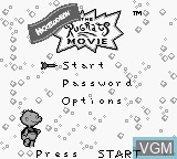 Menu screen of the game Rugrats Movie, The on Nintendo Game Boy