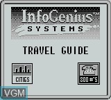 Menu screen of the game InfoGenius Productivity Pak - Frommer's Travel Guide on Nintendo Game Boy