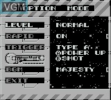 Menu screen of the game Gradius - The Interstellar Assault on Nintendo Game Boy